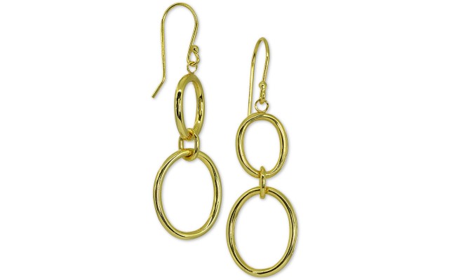  Circle Drop Earrings in 18k Gold Over Sterling Silver