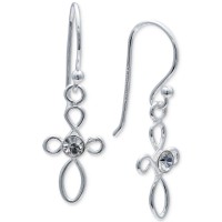 Giani Bernini Crystal Open Cross Drop Earrings in Sterling Silver (White)