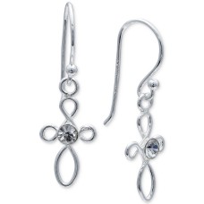 Giani Bernini Crystal Open Cross Drop Earrings in Sterling Silver (White)