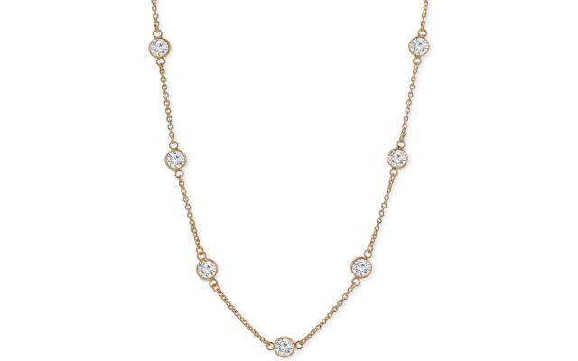  Cubic Zirconia Bezel-Set Necklace in 18k Gold-Plated Sterling Silver, 16″ + 2″ Extender