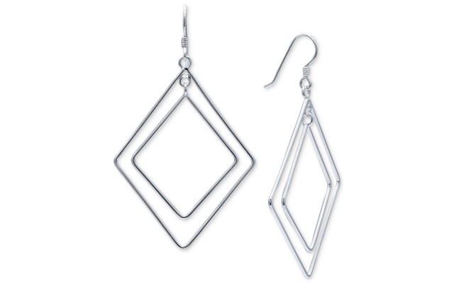  Double Geometric Drop Earrings in Sterling – Silver