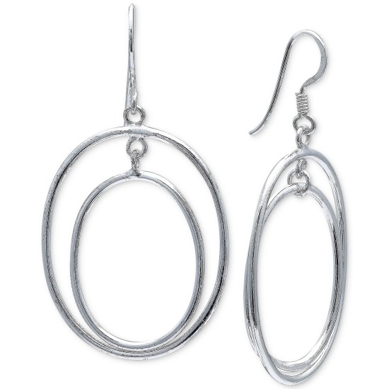  Double Oval Drop Earrings in Sterling Silver