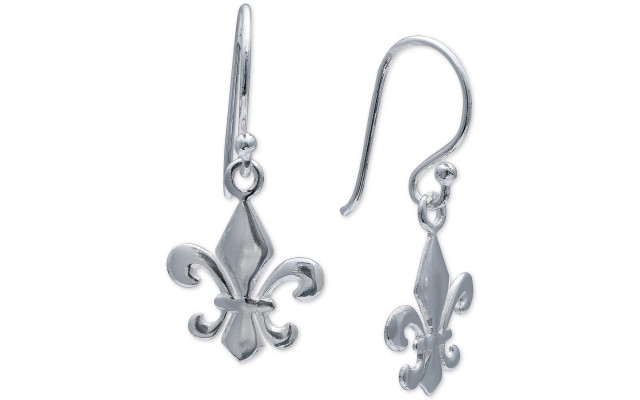  Fleur-de-Lis Drop Earrings in Sterling Silver