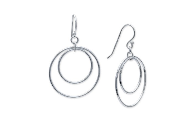  Graduated Ring Drop Earrings (Silver)