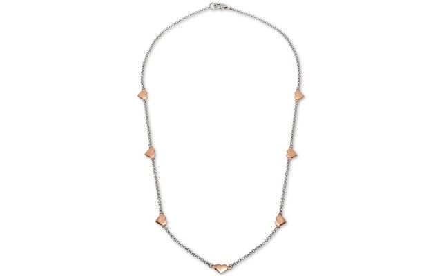  Heart 18″ Chain Necklace (Pink)