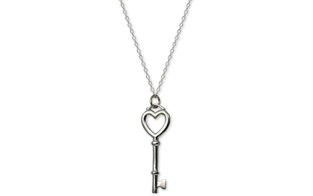  Heart Key 18″ Pendant Necklace in Sterling Silver