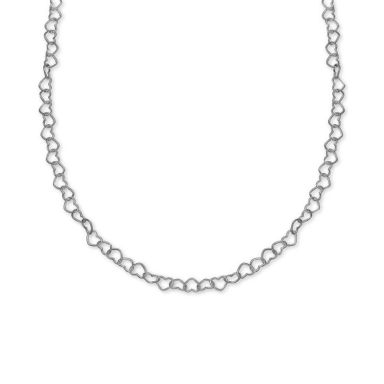  Heart Link 18″ Chain Necklace in Sterling (Silver)