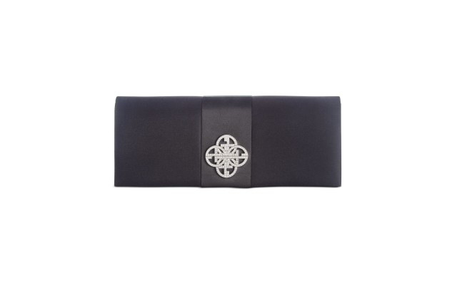  Logo Ribbon Clutch Handbag, Black