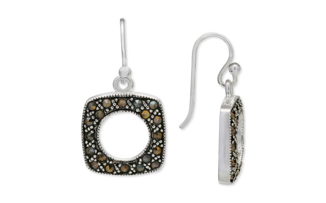  Marcasite Square Drop Earrings in Sterling (Silver)