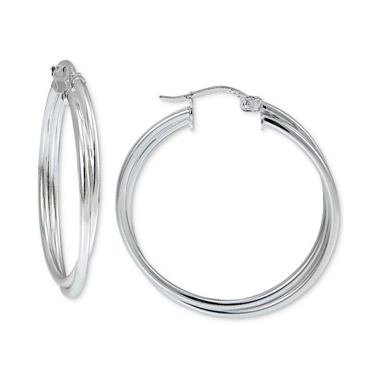  Medium Multi-Row Hoop Earrings in Sterling Silver