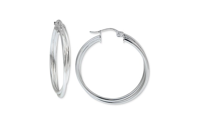  Medium Multi-Row Hoop Earrings in Sterling Silver