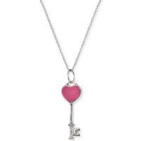 Giani Bernini Pink Enamel Heart Key 18″ Pendant Necklace in Sterling Silver