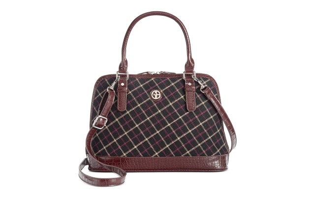  Plaid Croco Dome Satchel Handbag,Green