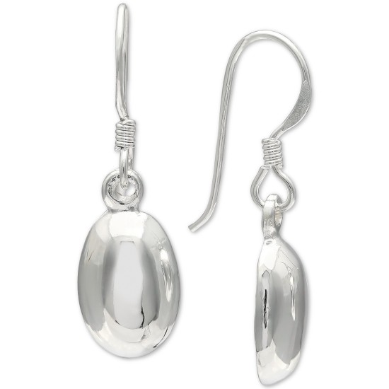  Polished Oval Drop Earrings in Sterling Silver