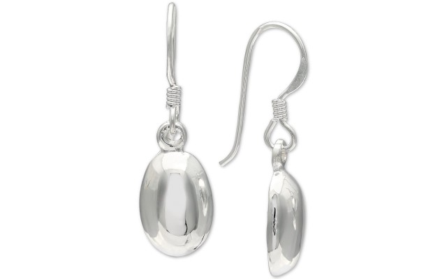  Polished Oval Drop Earrings in Sterling Silver