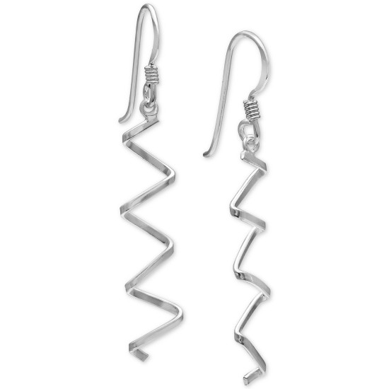  Squiggle Twist Drop Earrings in Sterling Silver