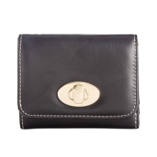 Giani Bernini Turnlock Glazed Trifold Wallet, Black
