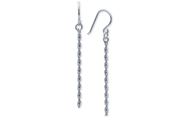  Twist Stick Linear Drop Earrings in Sterling Silver