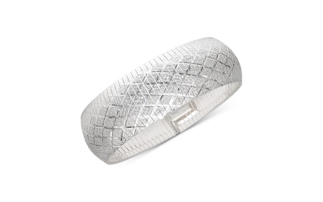  Wide Textured Link Bracelet in Sterling (Silver)