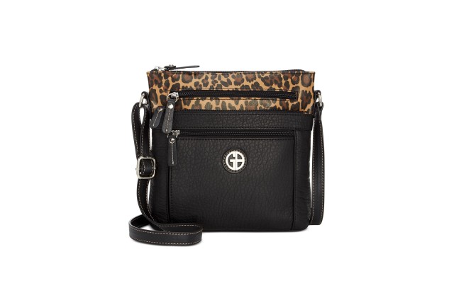  Women’s Colorblock Pebble Crossbody (Black/animal Print)