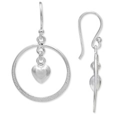 Giani Bernini Women’s Heart Center Circle Drop Earrings (Silver)