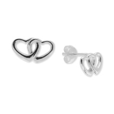 Giani Bernini Women’s Interlocking Heart Stud Earrings (Silver)