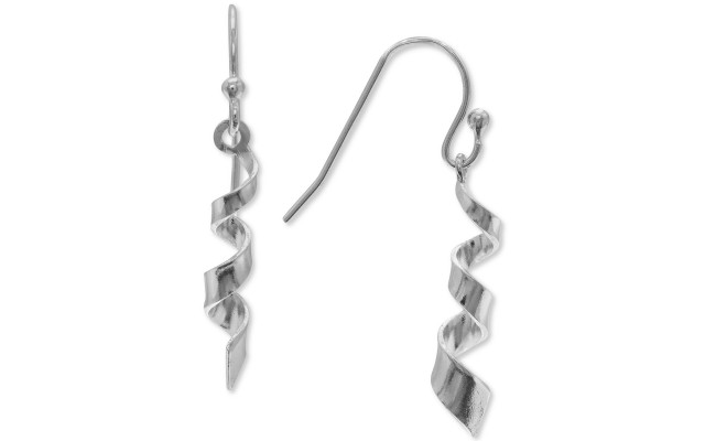  Women’s Spiral Drop Earrings (Silver)