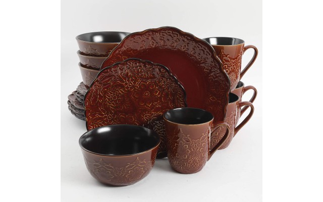 Portina 16 Piece Dinnerware Set, Rust