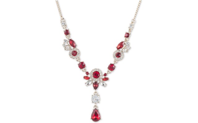  Crystal Lariat Necklace (Gold/Red)