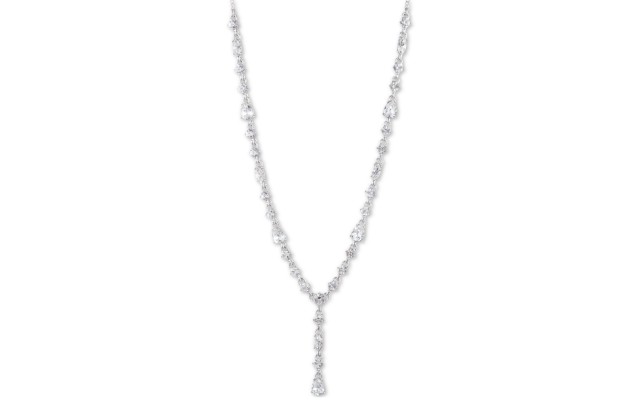  Crystal Lariat Necklace (Silver)