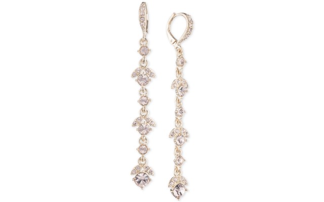  Crystal Linear Drop Earrings (Silver)