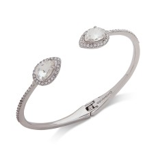 Givenchy Crystal & Stone Cuff Bracelet (Silver)