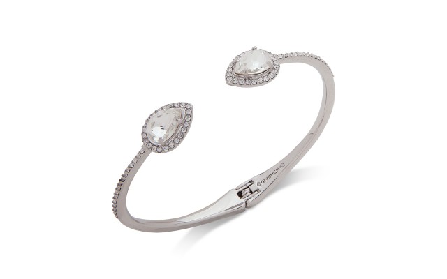  Crystal & Stone Cuff Bracelet (Silver)