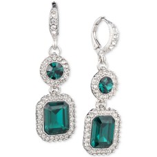 Givenchy Pavé & Stone Double Drop Earrings (Green)