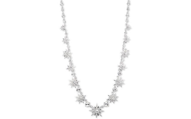  Silver-Tone Crystal Starburst Collar Necklace (16+3)