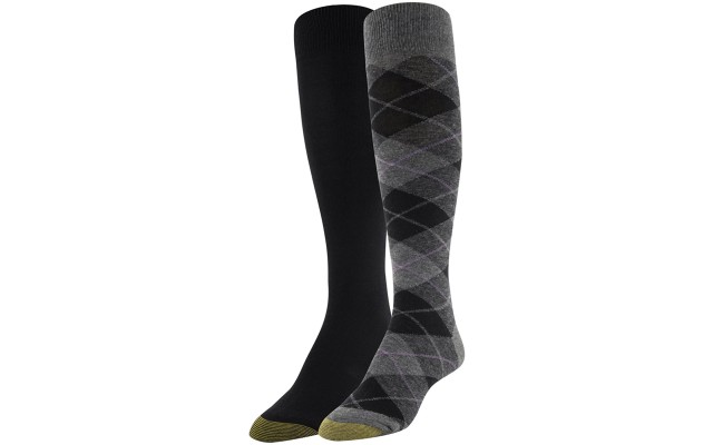  2-pk. Plaid Knee-High Socks (Black, 9-11)