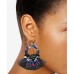 Gold-Tone Sequin, Bead, Multicolor Ring & Fringe Drop Earrings, Black
