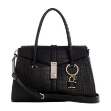 Guess Asher Flap Satchel Handbag, Black