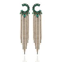 GUESS Crystal Semi-Circle & Fringe Chandelier Earrings