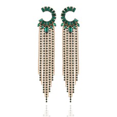 GUESS Crystal Semi-Circle & Fringe Chandelier Earrings