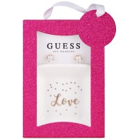 GUESS Crystal Stud Earrings & Trinket Tray Gift Set (Gold)