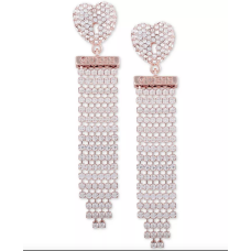 GUESS Gold-Tone Crystal Heart & Fringe Drop Earrings