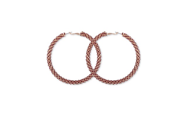  Gold-Tone Pave Large Hoop Earrings