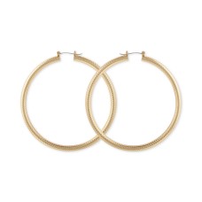 GUESS Large Textured Tubular Hoop Earrings 3″, Gold
