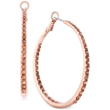 Guess Rose Gold-Tone Pave Hoop Earrings