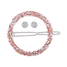 GUESS Silver-Tone Crystal Circle Hair Barrette & Stud Earrings Set