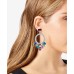  Silver-Tone Crystal Front-Facing Drop Hoop Earrings