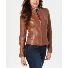 Guess Womens Leather with Snap Collar Jackets