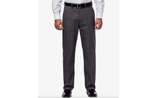  J.M. Men’s Classic/ Regular Fit Stretch Sharkskin Suit Pants (Grey – 40 x 30)