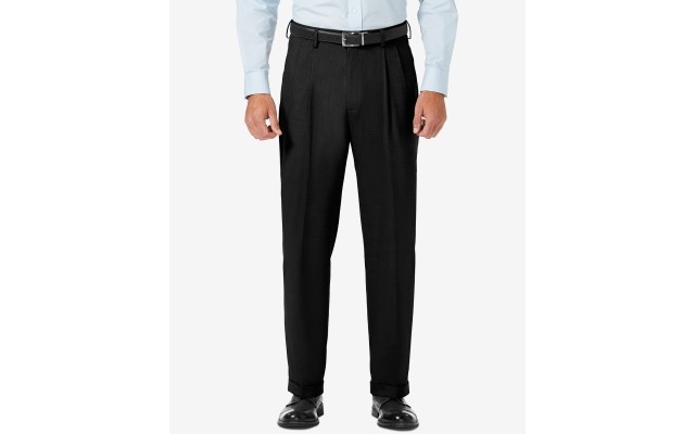  J.M. Sharkskin Classic-Fit Pleated Hidden Expandable Waistband Dress Pants